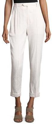 Isabel Marant Slim-Leg Cuffed Pants, White