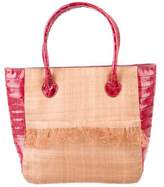 Thumbnail for your product : Nancy Gonzalez Crocodile-Trimmed Canvas Tote