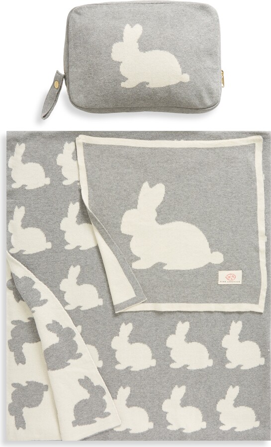 Pink Lemonade Bunny Organic Cotton Baby Blanket & Travel Pouch Set