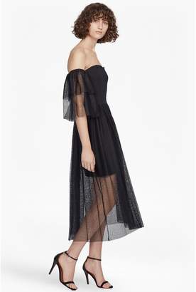 French Connection Valentin Sheer Jersey Off Shoulder Midi Dress