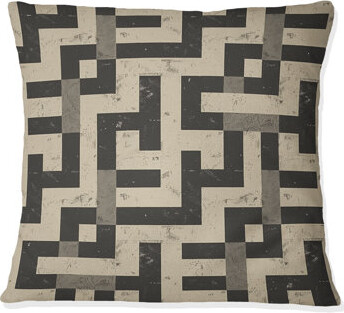 Black Modern Maze III - Modern Throw Pillow