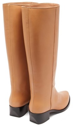LEGRES Knee-high Leather Riding Boots - Tan