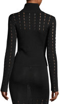 Thumbnail for your product : Alice + Olivia Cathie Pointelle Turtleneck Top, Black