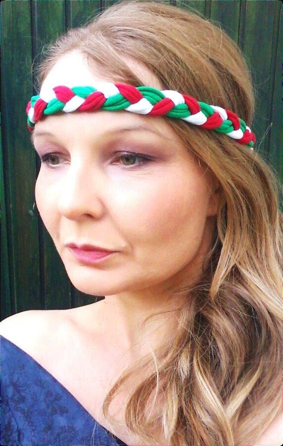 Green White Red Headband Flag Italy Mexico Soccer Sport Team Braided Bracelet World Cup Accessory