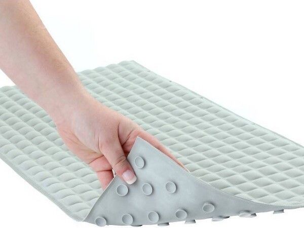 Rubber Non-slip Square Shower Mat With Microban White - Slipx
