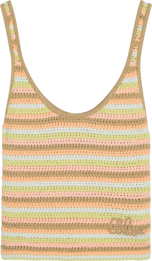 Chloé Logo-embroidered Striped Knit Tank