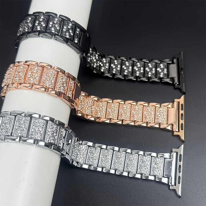 NEY Diamond Bling Strap For Apple Watch Band 49-45-40mm 44-41mm 46-42mm Metal Belt For IWatch Series 10 9 8 7 SE 6 5 Women Bracelet
