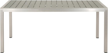 Latitude Run Aluminum & Faux Wood Outdoor Dining Table In Gray Finish Modern Top Gray, Structured