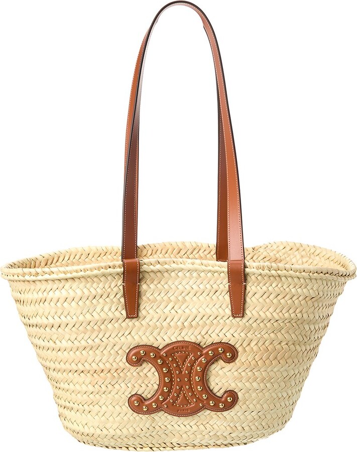 Celine Triomphe Palm Leaves & Leather Tote - ShopStyle