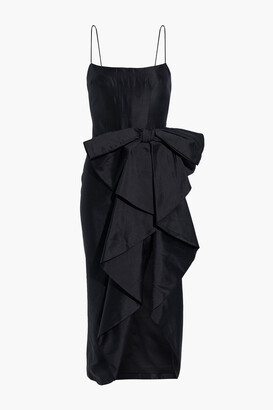 Rasario Bow-embellished silk-shantung midi dress