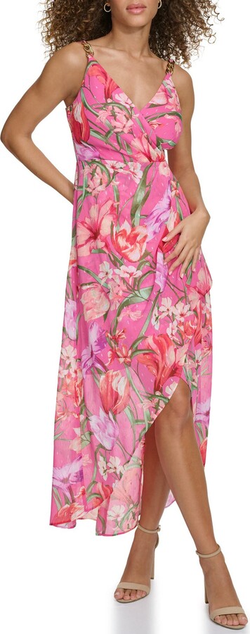 Siena Floral Long Sleeve Clip Dot Chiffon Midi Dress