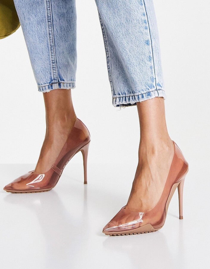 Aldo Sculptclear heeled shoes in clear - ShopStyle Pumps