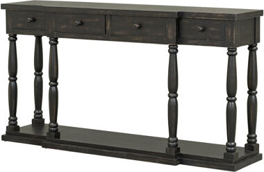 Ophelia & Co. Retro Senior Console Table For Hallway Living Room Bedroom With 4 Front Facing Storage Drawers And 1 Shelf