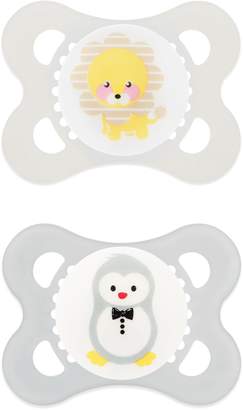 MAM Animals 0-6M 2-Pack Pacifiers in Yellow/Grey