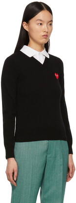 Comme des Garçons PLAY Black & Red Heart Patch V-Neck Sweater