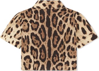 Dolce & Gabbana Children Leopard-Print Poplin Shirt