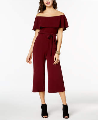 Almost Famous Juniors' Off-The-Shoulder Cropped Jumpsuit