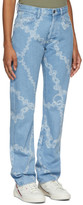 Thumbnail for your product : Aries Blue Lilly Chain Print Jeans