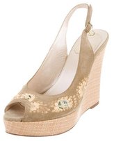 Thumbnail for your product : Christian Dior Suede Peep-Toe Wedges