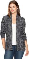 Thumbnail for your product : Jason Maxwell Women's Plus Size Long Sleeve Marled Mix-Stich Roll Back Collar Cardigan