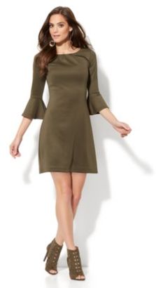 New York and Company Must-Have Bell-Sleeve Solid Fit & Flare Dress