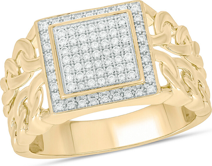 Zales 1/3 CT. T.w. Square Multi-Diamond Double Frame Chain Ring in Sterling Silver with 14K Gold Plate