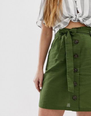 Brave Soul lizi button through utility skirt