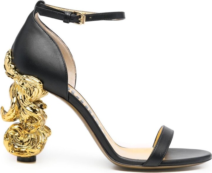 Moschino 90mm Sculpted-Heel Leather Sandals - ShopStyle