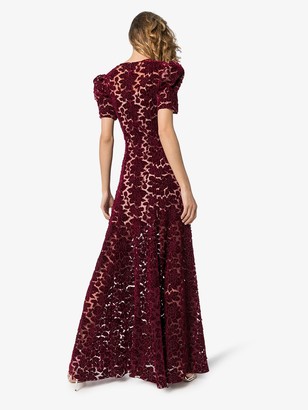 The Vampire's Wife Flocked Lace Velvet Maxi Gown