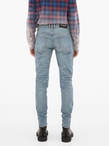 Thumbnail for your product : Balmain Distressed Slim-leg Cotton-blend Jeans - Light Blue