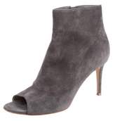 Thumbnail for your product : Gianvito Rossi Suede Peep-Toe Ankle Boots