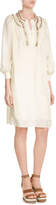 Thumbnail for your product : Alberta Ferretti Silk Tunic Dress with Embellished Crochet Trim