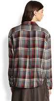 Thumbnail for your product : Elizabeth and James Carine Studded Stretch Cotton Plaid Shirt