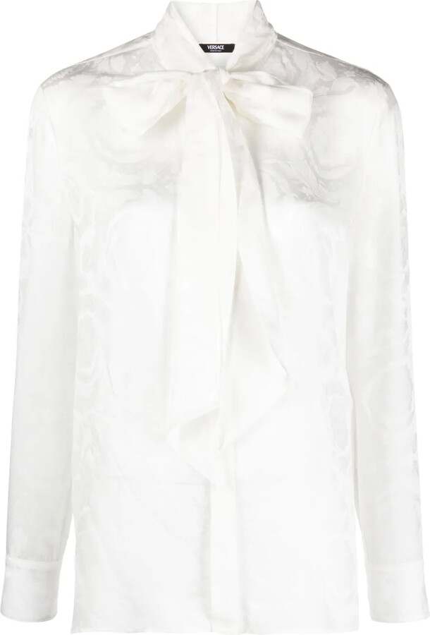 Barocco-jacquard satin blouse