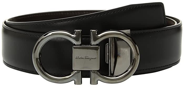 salvatore ferragamo men's double gancini reversible leather belt
