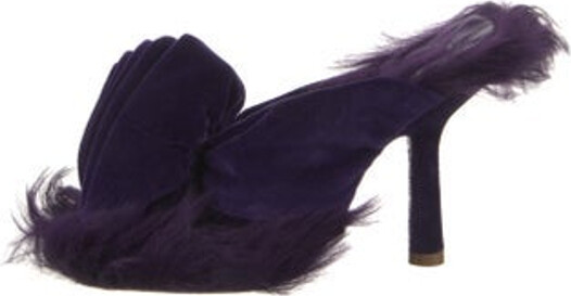 Burberry Velvet Espadrilles Purple Faux Fur Trim & Faux Fur Trim Includes Box & Dust Bag