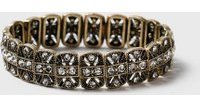 Dorothy Perkins Womens Burnished Gold Rhinestone Stretch Bracelet- Clear