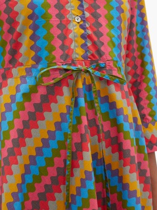 Le Sirenuse Positano Le Sirenuse, Positano - Lucy Que Onda Abstract-print Belted Cotton Dress - Pink Multi