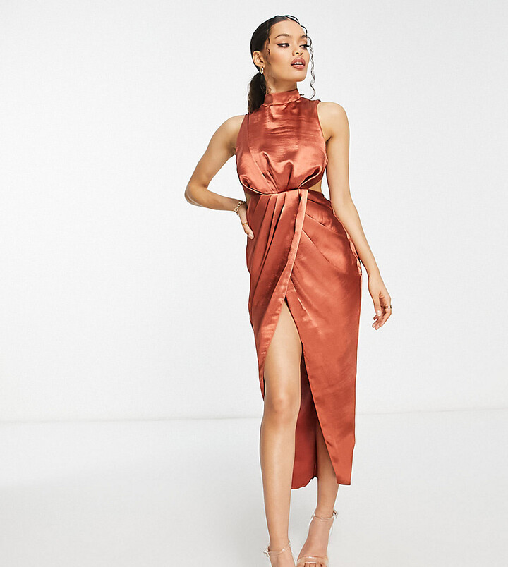 Satin Asos Petite Midi Dress Asos Petite Petite Pleated Satin