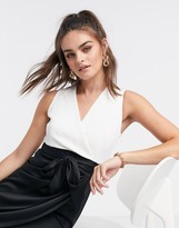 closet london 2 in 1 wrap front pencil dress in floral print