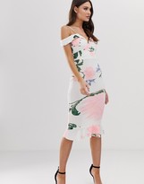 Thumbnail for your product : AX Paris strappy midi dress with frill hem in floral print