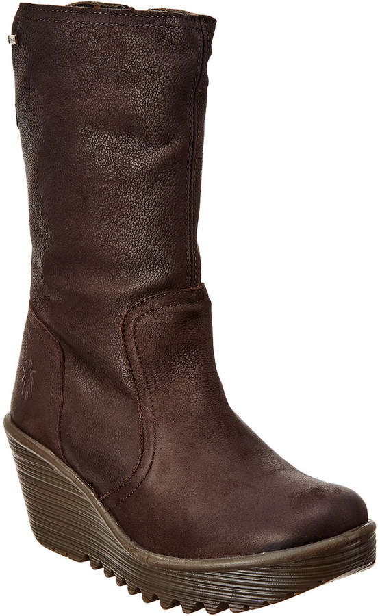 Fly London Yups Leather Wedge Boot 