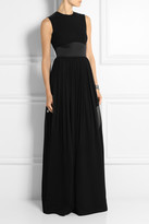 Thumbnail for your product : Elie Saab Satin-paneled crepe and silk-georgette gown