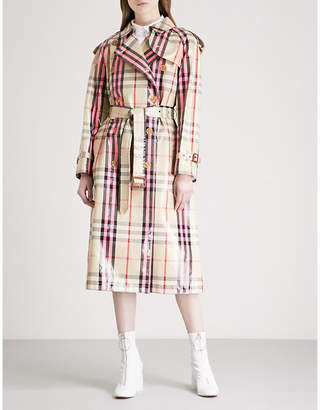 Burberry Eastheath checked patent cotton-blend trench coat