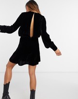Thumbnail for your product : ASOS DESIGN bias cut drape mini dress with button detail in velvet