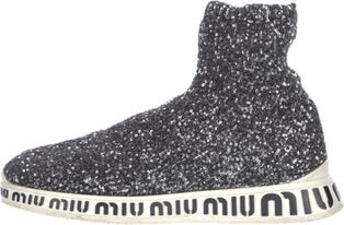 Miu Miu Sequins Printed Sock Sneakers