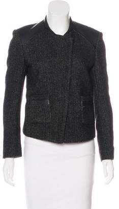 Maje Leather-Trimmed Wool Jacket