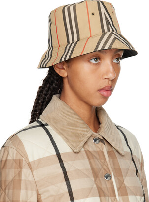 Burberry Beige Icon Stripe Reversible Bucket Hat