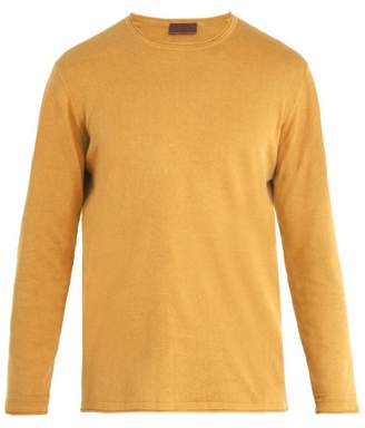 Altea Crew Neck Linen And Cotton Blend Sweater - Mens - Yellow