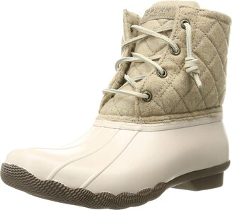 Sperry Women's Saltwater Quilted Wool Oyster Oatmeal Rain Boot
